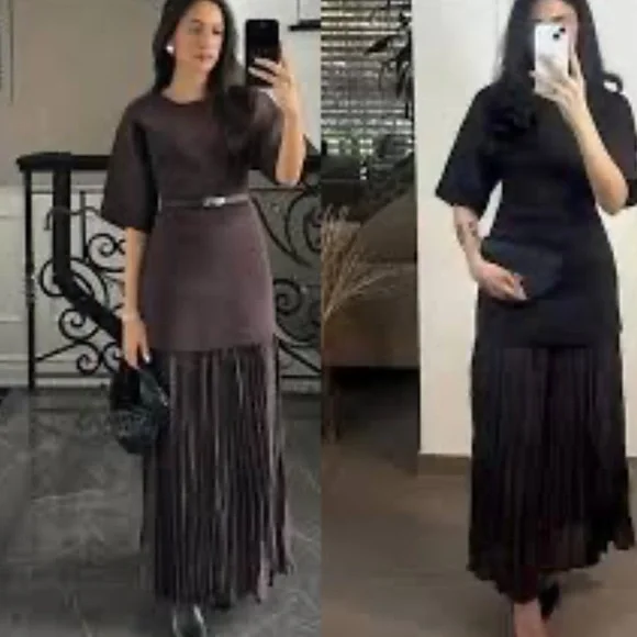 Zara Dark Brown Midi Dress - Picture 11 of 14